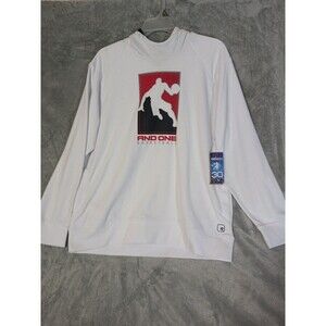 AND1 Brand Logo Hoodie, White, Hoodie Lining Mens US Size XL